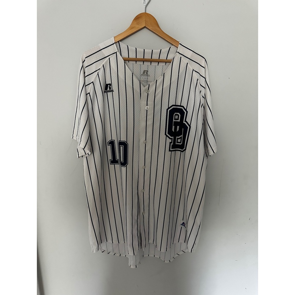 Russell Old Dominion Athletic Mens XL Baseball Jersey White Navy C-USA Number 10